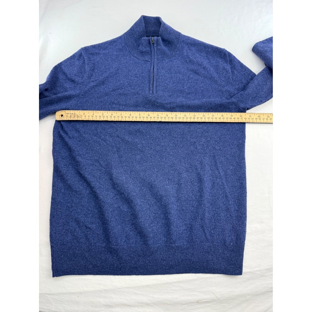 Boden Mens 100% Cashmere Quarter Zip Sweater Blue Mock Neck Pullover Size M - Picture 3 of 6